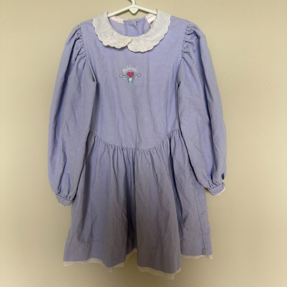 VTG OshKosh B'gosh Girls Corduroy Dress Size 6X Lace Trim USA Made 90s⁠ Cottage